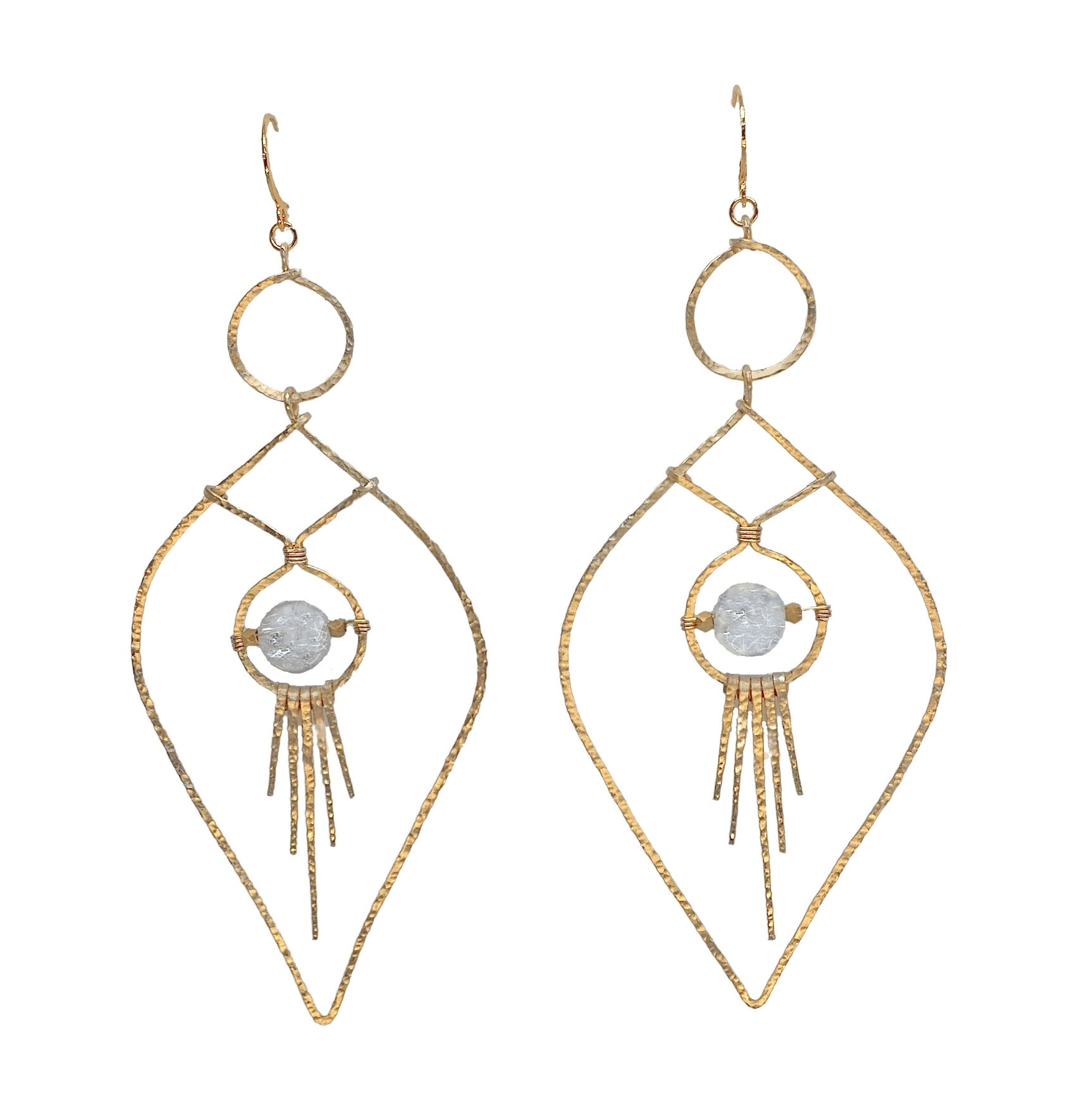 Shaka Earrings -copper -Crystal Quartz