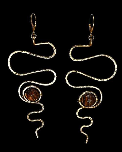 Kundalini Earrings -Tigers Eye